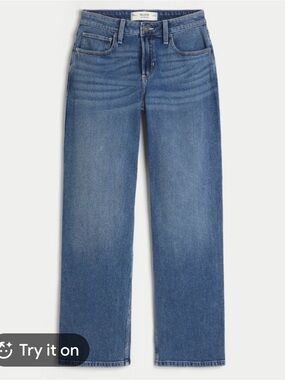 Hollister Ultra High-Rise Dad Jeans 12R W31 Medium Wash Straight Leg Denim